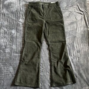 American Eagle Green Corduroy Flared Pants